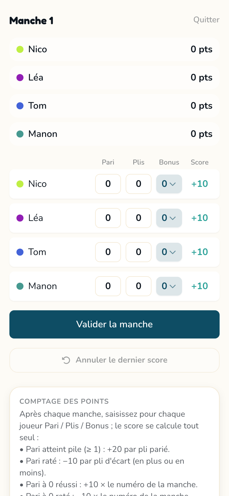 Écran de score Scoria pour Skull King