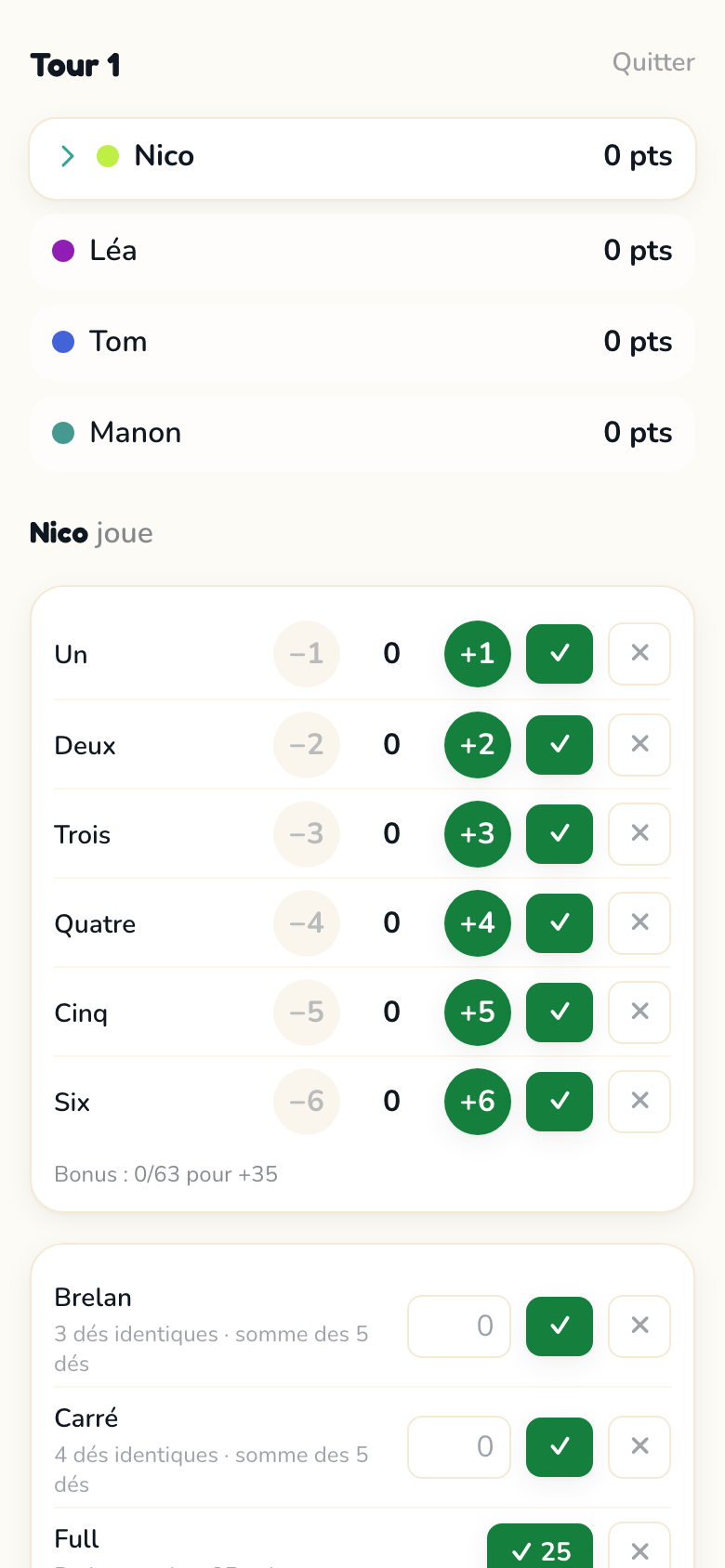 Écran de score Scoria pour le Yam's